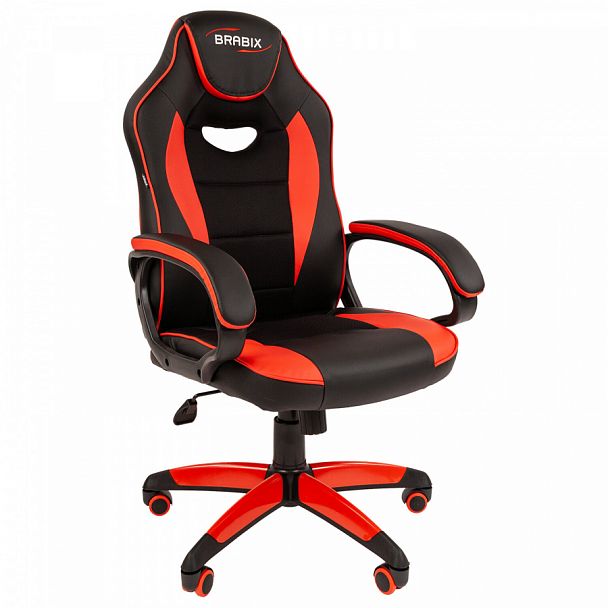 Кресло компьютерное BRABIX "Blaze GM-162", TW/экокожа, черное/красное, 532580, 7083508 - Вид 1