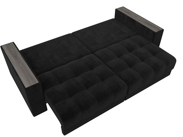 Диван прямой с декором Лига-049 НПБ Велюр черный - Вид 10