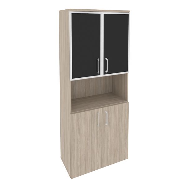 Onix Шкаф высокий широкий O.ST-1.4 R black Дуб аттик/Стекло black 800*420*1977 - Вид 1