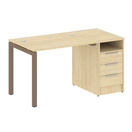 Metal System Quattro Р. ст. с тумбой на П-образном м/к 50БП.РС-СТП-1.1 Акация/Мокко металл 1412*720*750 - Фото предпросмотра