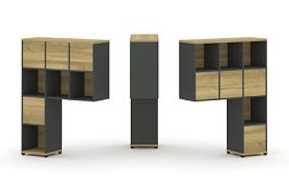 Concept Надставка высокая CN.DNV-005 Дуб Винченцо/Антрацит/Металл Антрацит 1099*350*1486 - Фото предпросмотра