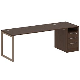 Metal System Quattro Р. ст. с тумбой на О-образном м/к 40БО.РС-СТП-1.5 Венге/Мокко металл 2212*720*750 - Фото предпросмотра