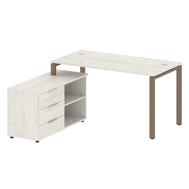 Metal System Р. ст. с тумбой на П-образном м/к БП.РС-СТС-2.3 (L) Дуб наварра/Мокко металл 1500*1520*750 - Вид 1