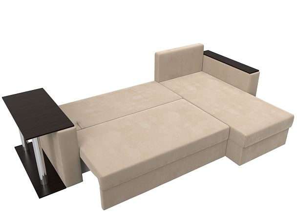 Угловой диван Атланта Лайт правый (полностью велюр бежевый) - Вид 8