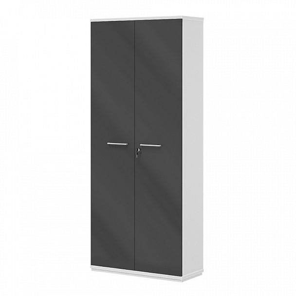 Гардероб "Офисные шкафы для одежды"  ПК-МИН-Г220Х92/35-В1-985 вольфрам серый+белый - Вид 1
