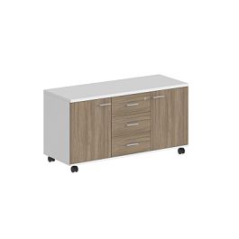 Тумба сервисная Sigma с 3 ящ. 1204х460х619, с замком, 2 фасадами / корпус: белый; фасады: дуб темный - Фото предпросмотра