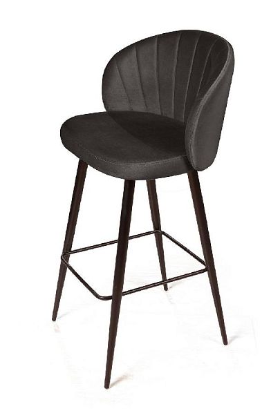 Стул барный Mont Blanc, бархат антрацит 14 / черный конус - Вид 9