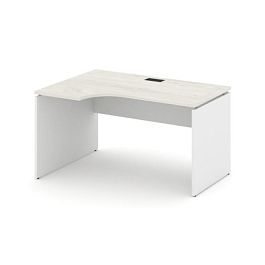 Стайл Проджект Стол рабочий эргоном. SN-D.SPA-021(L) Дуб Наварра/Белый/Черная Заглушка 1380*800/980* - Фото предпросмотра