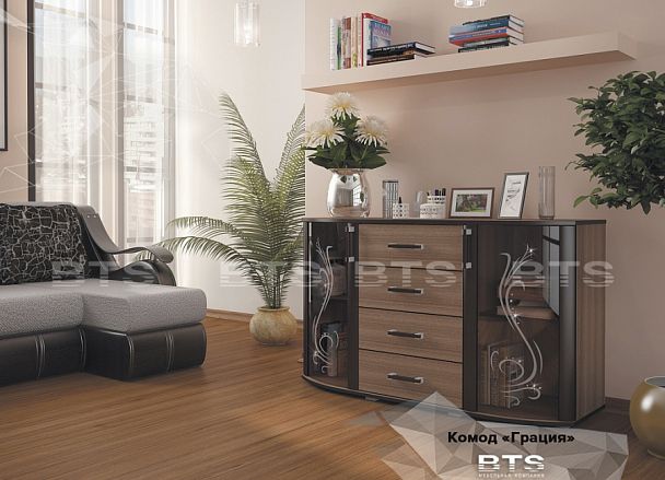 Комод "Грация" (1300х770х442) ясень шимо - Вид 1