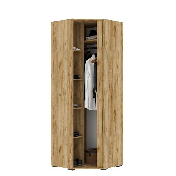 Хелен ШК 04 Шкаф угловой (0,748х2,100х0,748) белый/дуб крафт золото - Вид 2