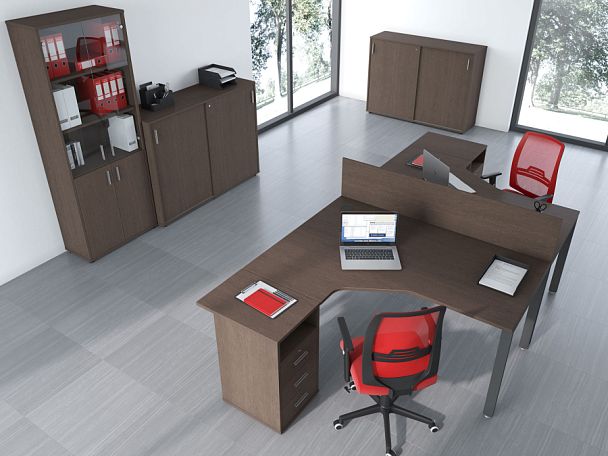 Эргономичный стол левый Trend Metal 160x120x75 тёмный дуб - Вид 12