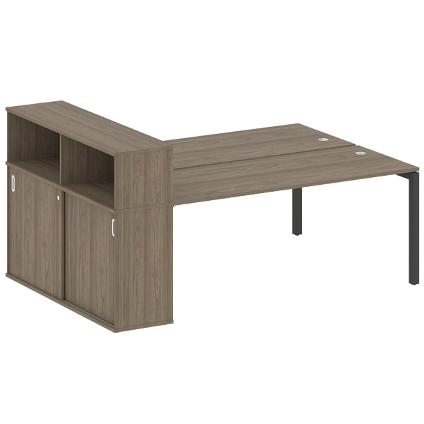 Metal System Quattro Р. ст. с шкафом-купе на П-образном м/к 50БП.РС-СШК-2.5 Т Вяз/Антрацит металл 2210*1475*1098 - Вид 1