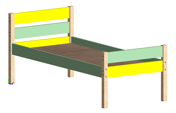Кровать детская массив/фанера цветная КМ-012, 1400 спинка прямая - Вид 1