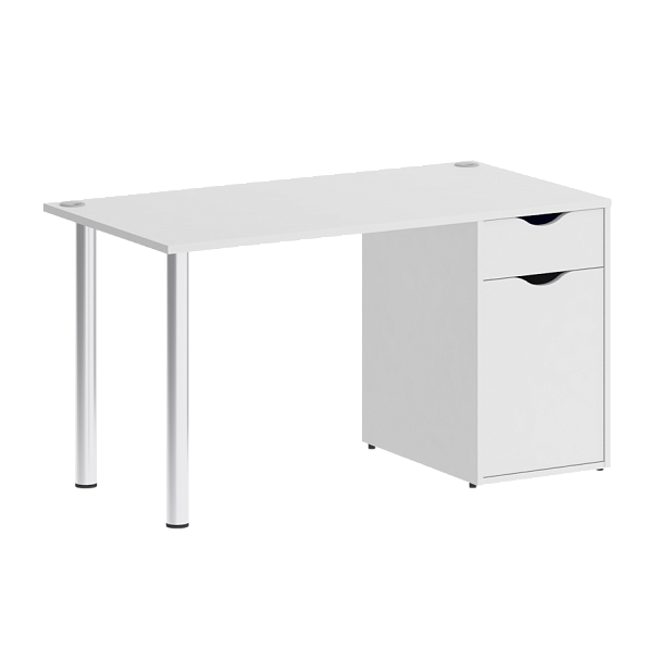 Home Office Стол письменный VR.SP-3-138.1 Белый бриллиант/Хром опоры 1380*720*750 - Вид 1