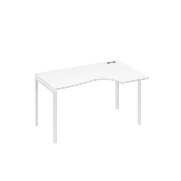 Стол эргономичный правый "Классика" на металлокаркасе DUE A4 А4 Б2 044 БП белый премиум / металлокаркас белый - Вид 1
