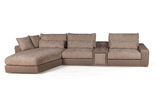 Aldo угловой модульный диван с терминальным шезлонгом, баром и столиком - Вид 2