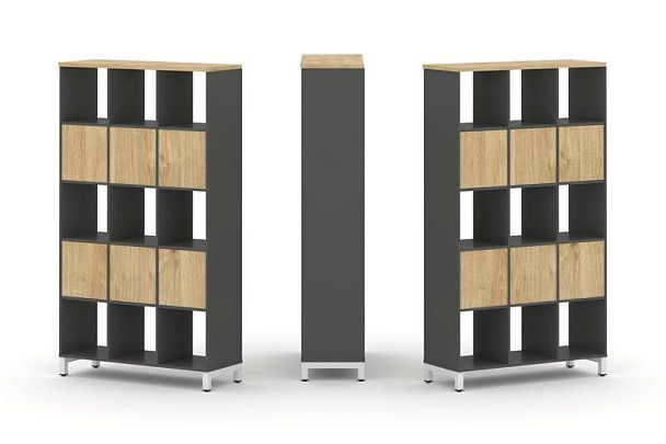 Стайл Проджект Набор стеллажа 2-х сторон., 5 яр. SN.NSD-531 Антрацит/Тиквуд Светлый/Металл Белый 112 - Вид 1