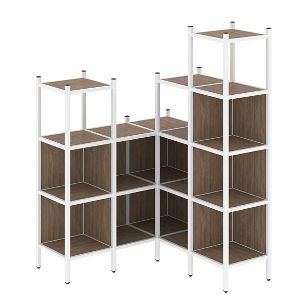 Loft Угловой внутренний стеллаж наборный VR.L-39 Дуб аризона/Белый металл 1278*1278*1869 - Вид 1