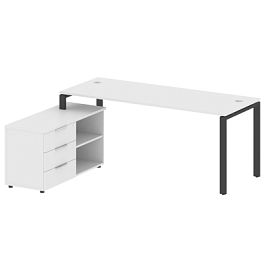 Metal System Р. ст. с тумбой на П-образном м/к БП.РС-СТС-2.5 (L) Белый/Антрацит металл 1900*1520*750 - Фото предпросмотра