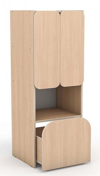 Секция 4-х ярусная с выкатным ящиком для Стенки "Антошка", клен - Вид 1