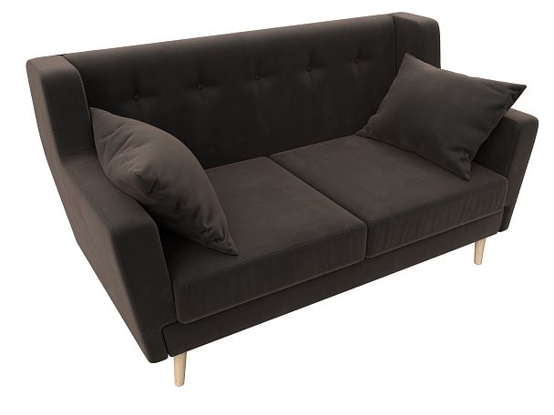 Прямой диван Брайтон 2 (полностью велюр коричневый) - Вид 5
