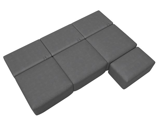 Диван угловой модульный с пуфом Лига-060 НПБ Лонг угол универсальный Искусственная замша серый - Вид 9