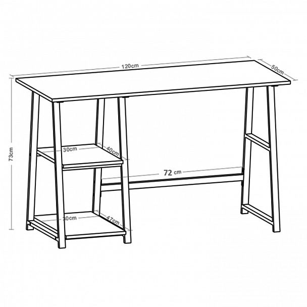 Стол на металлокаркасе BRABIX "LOFT CD-006",1200х500х730 мм,, 2 полки, цвет дуб натуральный, 641226 - Вид 5