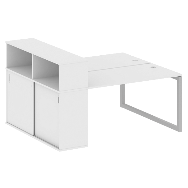 Metal System Quattro Р. ст. с шкафом-купе на О-образном м/к 50БО.РС-СШК-2.3 Т Белый/Серый металл 1810*1475*1098 - Вид 1