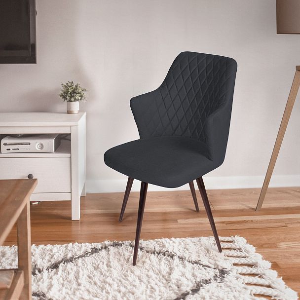 Стул поворотный на 360 градусов Hunt ромб, бархат 03 / чёрный конус - Вид 8