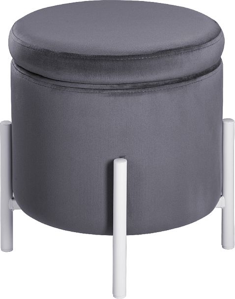 Пуф Кен с местом для хранения Серый велюр H-15/белый - Вид 2