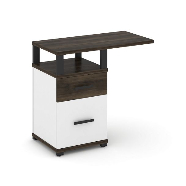 Concept Тумба приставная узкая 1 ящ.+1 распаш. фасад с надставкой широкой CN.TUS-004 W Дуб Мали/Белый Бриллиант/Металл Черный 836*420*750 - Вид 1