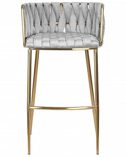 Стул барный DOBRIN EMMA GOLD (светло-серый велюр (135-37)) - Вид 6