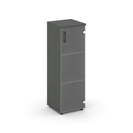 Стайл Проджект Шкаф средний узкий SN.STU-205(R) Антрацит/Прозрачный/Черный Ручки 400*400*1203 - Фото предпросмотра