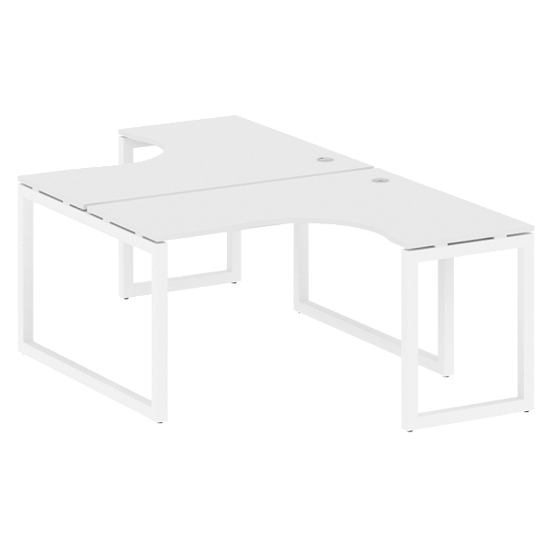 Metal System Quattro Р. ст. криволинейная на О-образном м/к 50БО.РАС-СА-2.3 Белый/Белый металл 1400*2435*750 - Вид 1