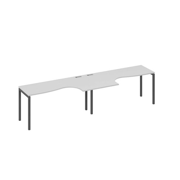 Рабочая станция столы Классика на каркасе DUE (2х160) A4 А4 Б2 035-2 БП серый / металлокаркас антрацит - Вид 1