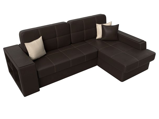 Угловой диван Брюссель правый (полностью экокожа коричневая) - Вид 5