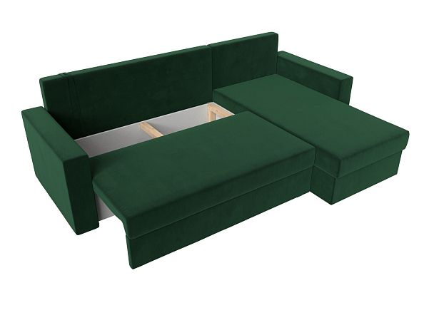 Угловой диван Траумберг Лайт правый (полностью велюр зеленый) - Вид 8