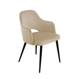 Стул William с подлокотниками, бархат бежевый 5/ черный конус - Фото предпросмотра