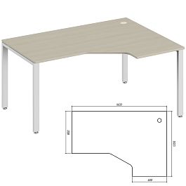 Эргономичный стол правый Trend Metal 160x120x75 дуб феррара - Фото предпросмотра