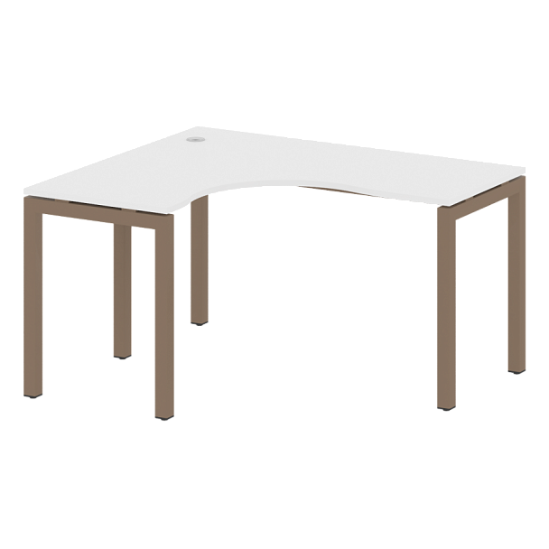Metal System Quattro Стол криволинейный левый на П-образном м/к 50БП.СА-3 (L) Белый/Мокко металл 1400*1200*750 - Вид 1