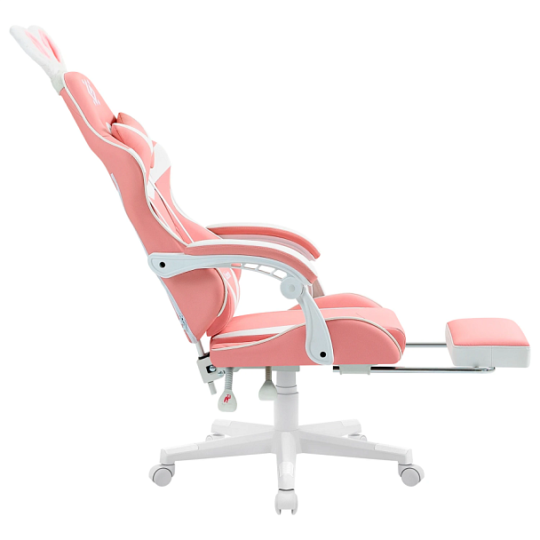 Кресло компьютерное DEFENDER "Irifi", 2 подушки, подставка для ног, экокожа, розовое/белое, 64042 - Вид 7