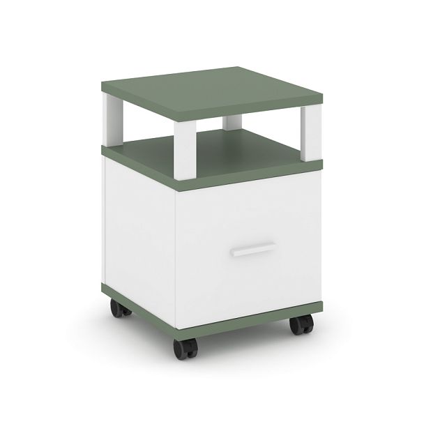 Concept Тумба мобильная 1 распаш. фасад с надставкой CN.TUM-008 W Кобо/Белый Бриллиант/Металл Белый 420*420*615 - Вид 1