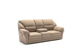 San-Remo диван 2 реклайнера и бар велюр бежевый - Фото предпросмотра