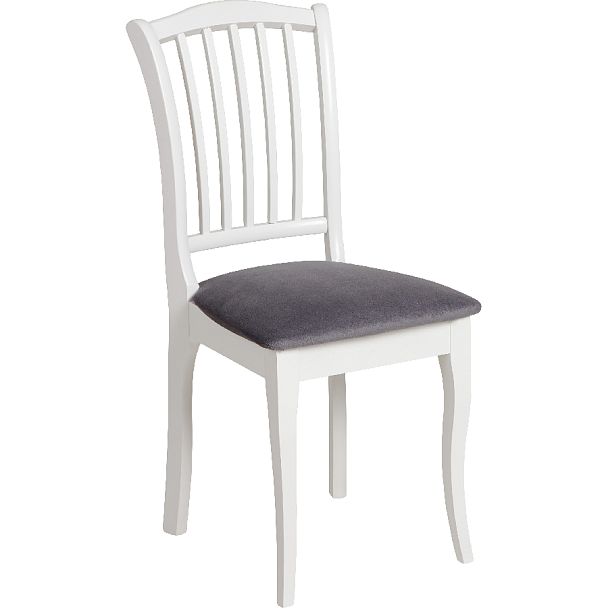 Стул деревянный с мягким сиденьем Элин Белый/Серый велюр - Вид 3