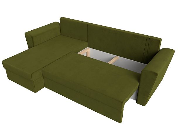 Угловой диван Амстердам Лайт левый (полностью микровельвет зеленый) - Вид 8