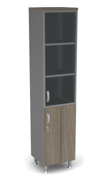 Пенал закрытый комби стекло L,R Берлин Дрифтвуд/Серый ШКС5-45 (L/R) - Вид 1