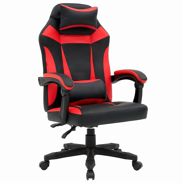 Кресло компьютерное CROMEX "Start GM-105", две подушки, экокожа, черное/красное, 532957 - Вид 1