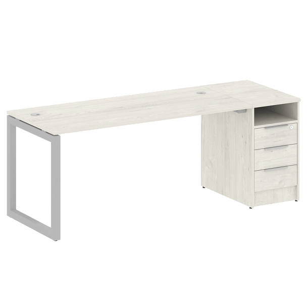 Metal System Quattro Р. ст. с тумбой на О-образном м/к 50БО.РС-СТП-1.4 Дуб наварра/Серый металл 2012*720*750 - Вид 1