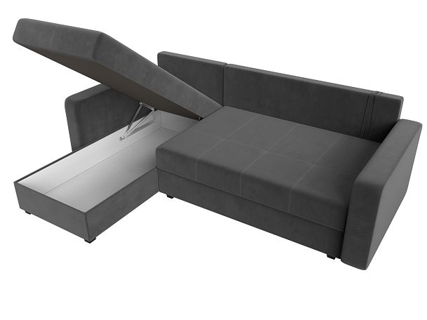 Диван угловой Ливерпуль Лайт левый угол Велюр серый - Вид 9