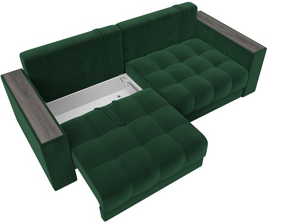 Диван прямой с декором Лига-049 НПБ Велюр зеленый - Вид 7